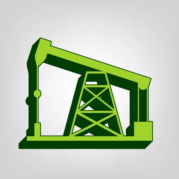 Señal Plataforma Perforación Petróleo Vector Icono Sólido Verde Amarillo Con — Vector de stock