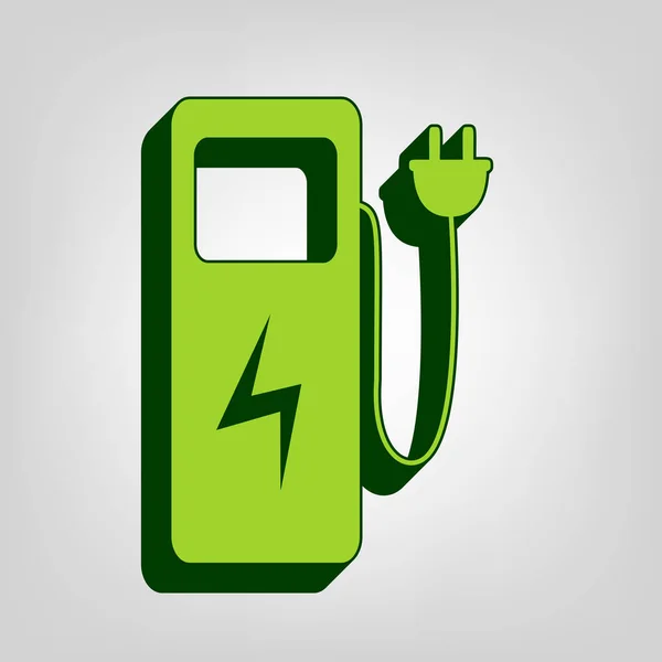 Электромобиль Зарядного Знака Станции Вектор Желто Зеленая Твердая Икона Темно — стоковый вектор