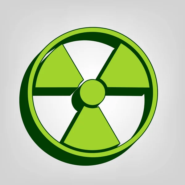 Radiation Sign Vector Yellow Green Solid Icon Dark Green External — Stock Vector