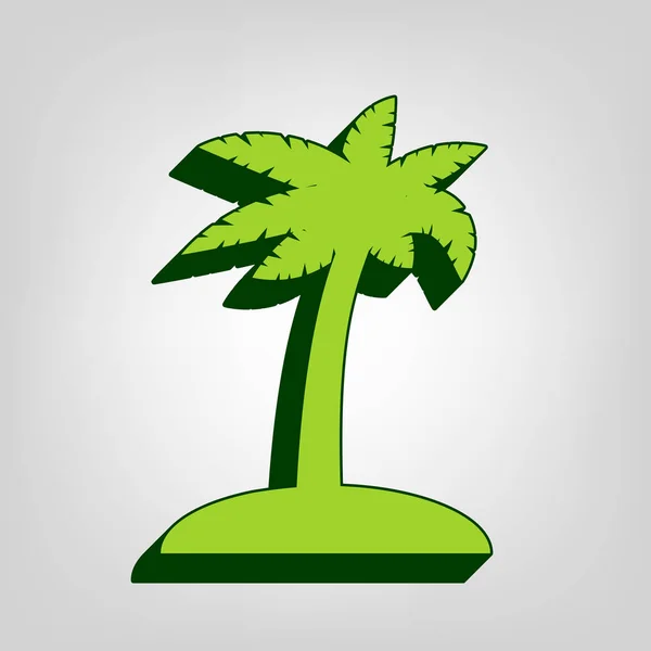 Знак Кокосовой Пальмы Вектор Желто Зеленая Твердая Икона Темно Зеленым — стоковый вектор
