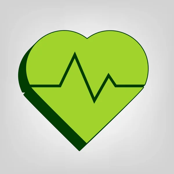 Kalp Atışı Işaret Illüstrasyon Vektör Açık Renkli Renkli Koyu Yeşil — Stok Vektör