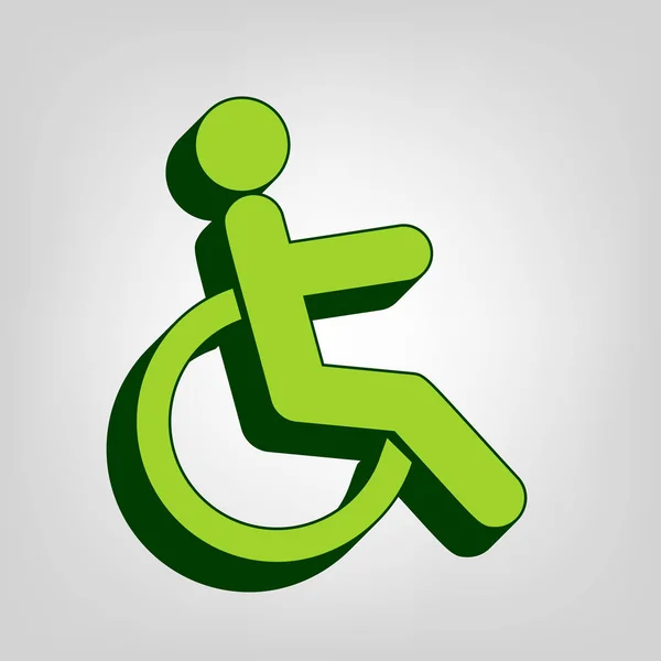 Illustrazione Segno Disabili Vettore Giallo Icona Solida Verde Con Corpo — Vettoriale Stock
