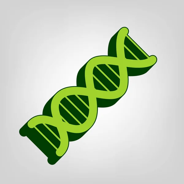 Het Dna Teken Vector Geel Groen Solide Pictogram Met Donker — Stockvector