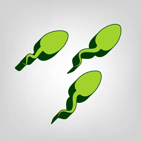 Sperms Sign Illustration Vector Yellow Green Solid Icon Dark Green — Stock Vector