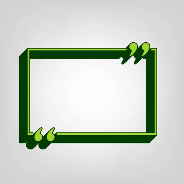 Znak Cytatu Tekstowego Wektor Żółta Zielona Ikona Ciemnozielonym Zewnętrznym Korpusie — Wektor stockowy