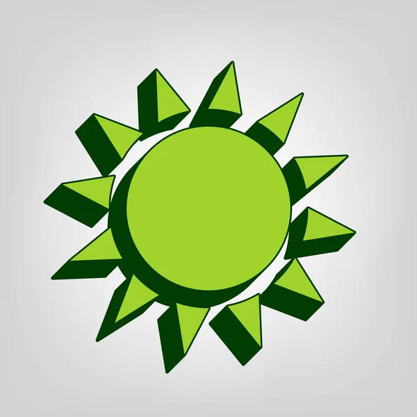 Знак Сонця Ілюстрація Вектор Жовта Зелена Суцільна Ікона Темно Зеленим — стоковий вектор