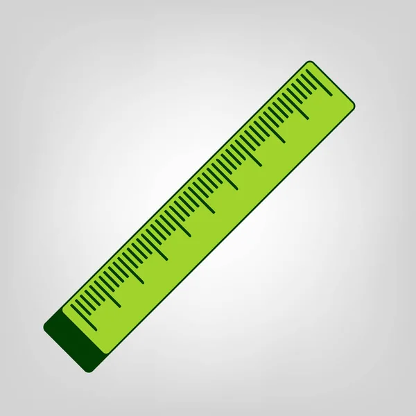Segno Del Righello Del Centimetro Vettore Giallo Icona Solida Verde — Vettoriale Stock
