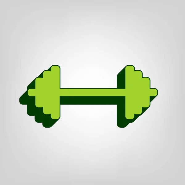 Dumbbell Weights Sign Vector Yellow Green Solid Icon Dark Green — Stock Vector