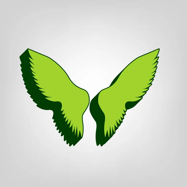 Εικονογράφηση Φτερών Διάνυσμα Κίτρινο Πράσινο Στερεό Εικονίδιο Σκούρο Πράσινο Εξωτερικό — Διανυσματικό Αρχείο