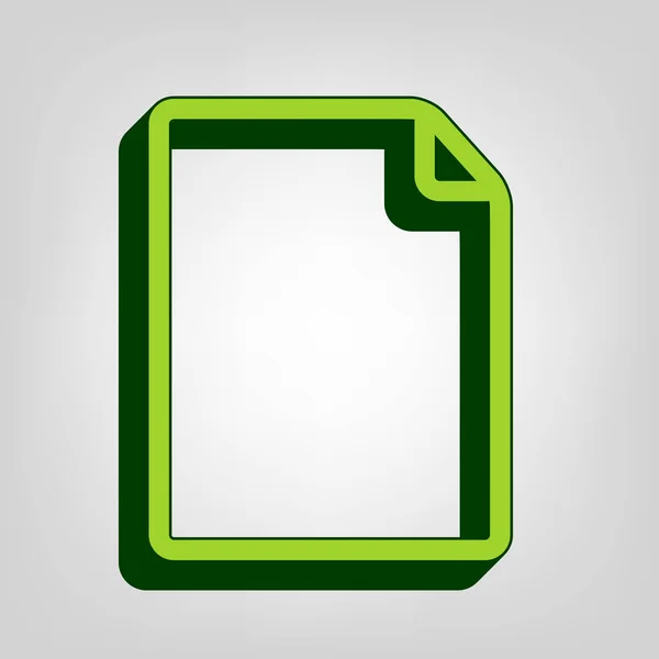 Вертикальная Иллюстрация Знака Документа Вектор Желто Зеленая Твердая Икона Темно — стоковый вектор
