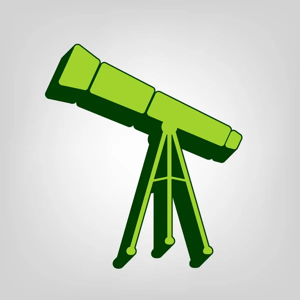 Teleskop Einfaches Zeichen Vektor Gelb Grünes Einheitliches Symbol Mit Dunkelgrünem — Stockvektor