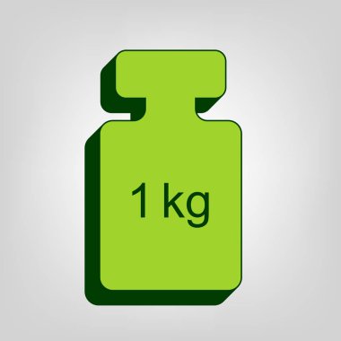 Ağırlık basit işareti. Vektör. Açık renkli arka planda koyu yeşil dış gövdeye sahip sarı yeşil katı simge.