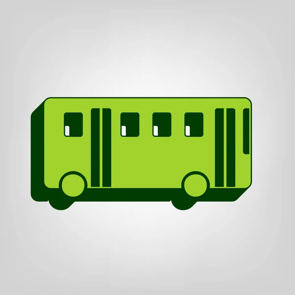 Автобус Простой Знак Вектор Желто Зеленая Твердая Икона Темно Зеленым — стоковый вектор