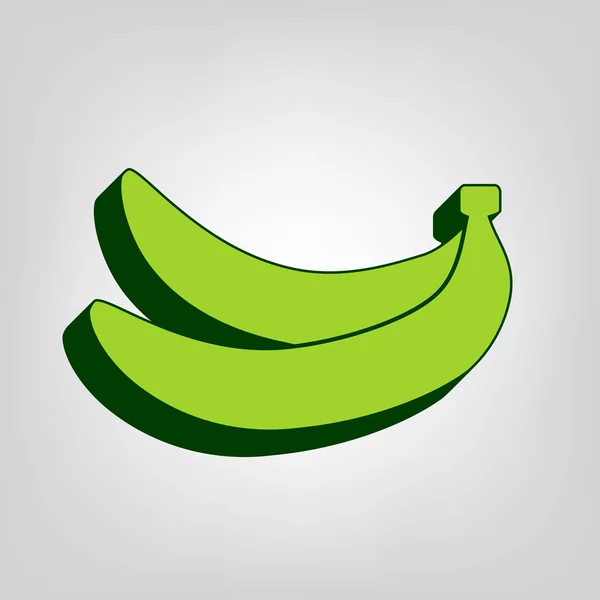 Banaan Eenvoudige Teken Vector Geel Groen Stevig Pictogram Met Donkergroen — Stockvector