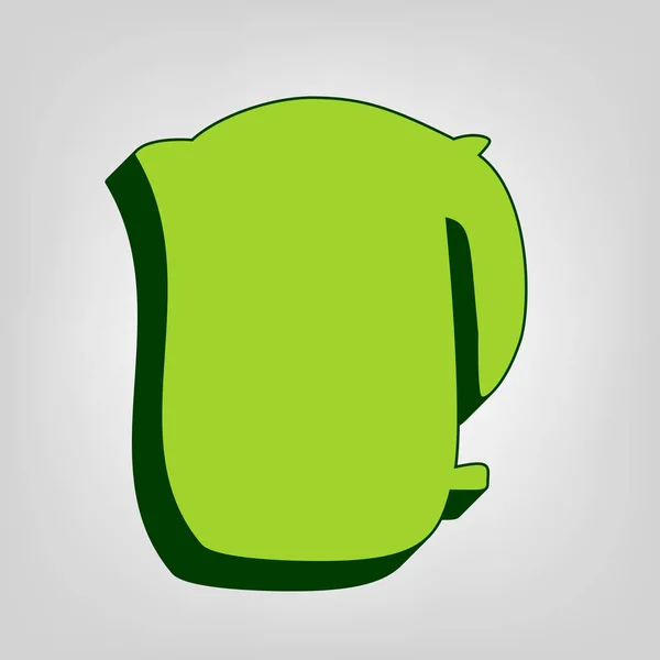 Електричний Чайник Вектор Жовта Зелена Суцільна Ікона Темно Зеленим Зовнішнім — стоковий вектор