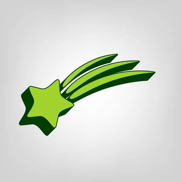Panneau Pluie Météorites Vecteur Icône Solide Jaune Vert Avec Corps — Image vectorielle