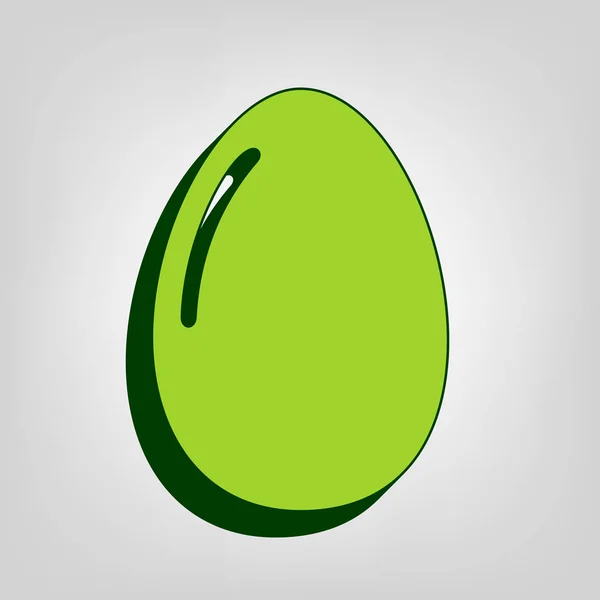 Знак Куриного Яйца Вектор Желто Зеленая Твердая Икона Темно Зеленым — стоковый вектор