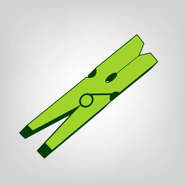 Señal Clavija Ropa Vector Icono Sólido Verde Amarillo Con Cuerpo — Vector de stock