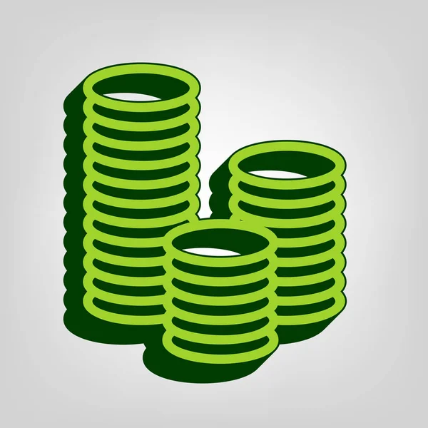 Ilustração Sinal Dinheiro Vector Ícone Sólido Verde Amarelo Com Corpo — Vetor de Stock