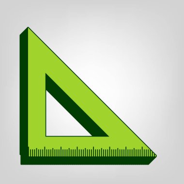 Cetvel işareti illüstrasyon. Vektör. Açık renkli renkli, koyu yeşil dış gövde ile sarı yeşil katı simgesi.