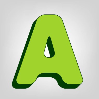 Harf A sign şablon öğesi tasarım. Vektör. Açık renkli renkli, koyu yeşil dış gövde ile sarı yeşil katı simgesi.
