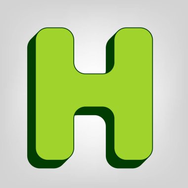 H harfi işareti şablon öğesi tasarım. Vektör. Açık renkli renkli, koyu yeşil dış gövde ile sarı yeşil katı simgesi.