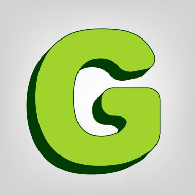 Harf G işareti şablon öğesi tasarım. Vektör. Açık renkli renkli, koyu yeşil dış gövde ile sarı yeşil katı simgesi.