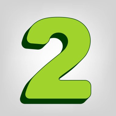 2 numaralı işaret tasarım şablonu öğeleri. Vektör. Açık renkli renkli, koyu yeşil dış gövde ile sarı yeşil katı simgesi.