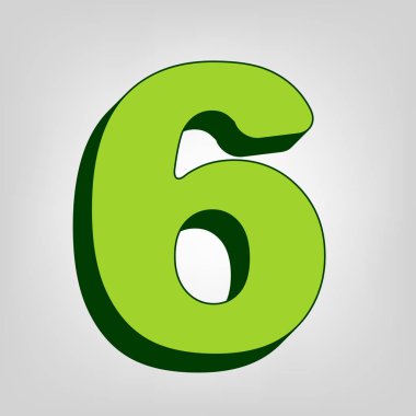 6 numaralı işaret tasarım şablonu öğesi. Vektör. Açık renkli renkli, koyu yeşil dış gövde ile sarı yeşil katı simgesi.
