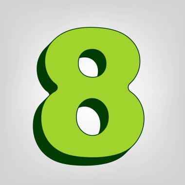 8 numaralı işaret tasarım şablonu öğesi. Vektör. Açık renkli renkli, koyu yeşil dış gövde ile sarı yeşil katı simgesi.
