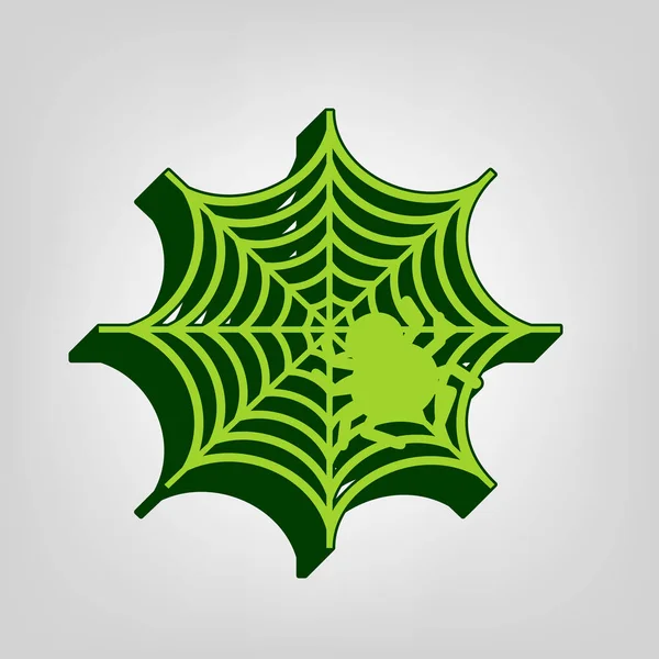Spindel Web Illustration Vektor Gul Grön Solid Ikon Med Mörk — Stock vektor