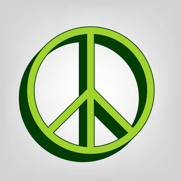 Peace Tecken Illustration Vektor Gul Grön Solid Ikon Med Mörk — Stock vektor