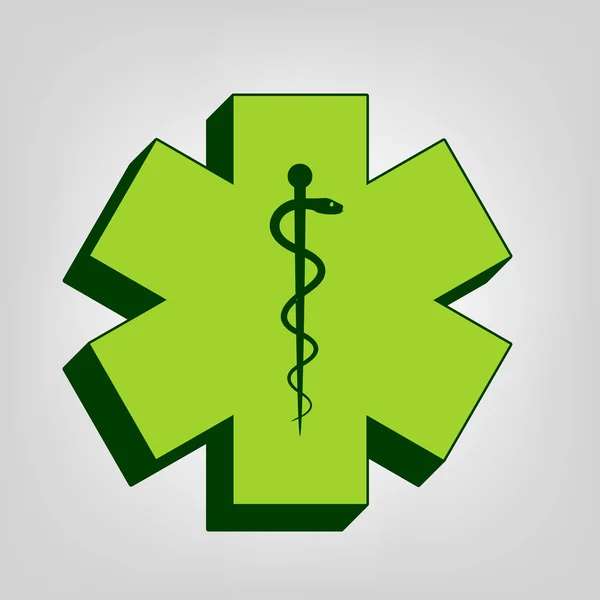 Medical Symbol Emergency Star Life Vector Yellow Green Solid Icon — Stock Vector