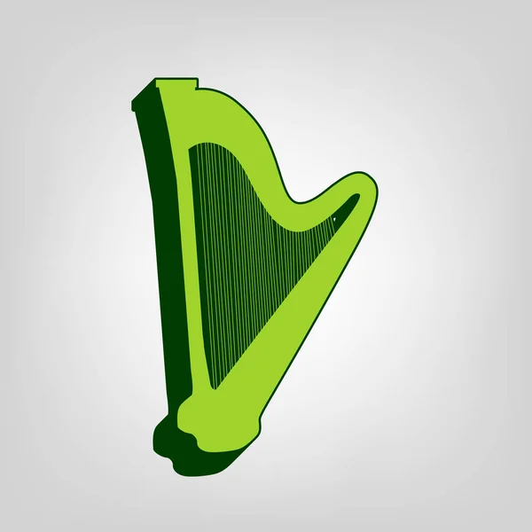 Signe Harpe Instrument Musique Vecteur Icône Solide Jaune Vert Avec — Image vectorielle