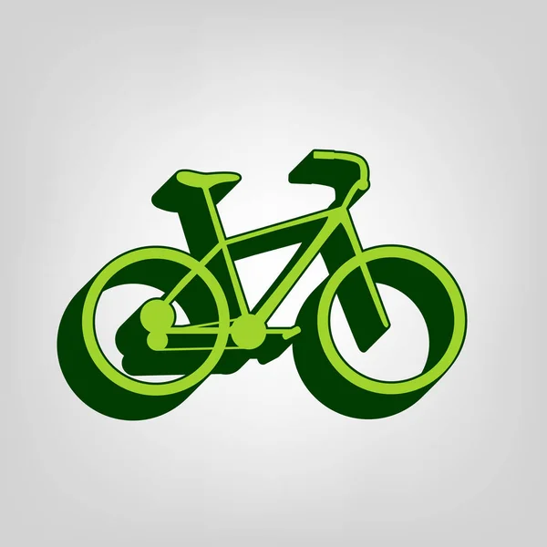 Vélo Panneau Vélo Vecteur Icône Solide Jaune Vert Avec Corps — Image vectorielle