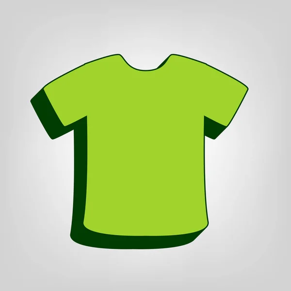 T恤标牌 黄色绿色实体图标与深绿色的外部身体在浅色背景 — 图库矢量图片