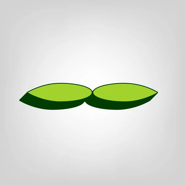 Bloem Teken Vector Geel Groen Solide Pictogram Met Donker Groene — Stockvector