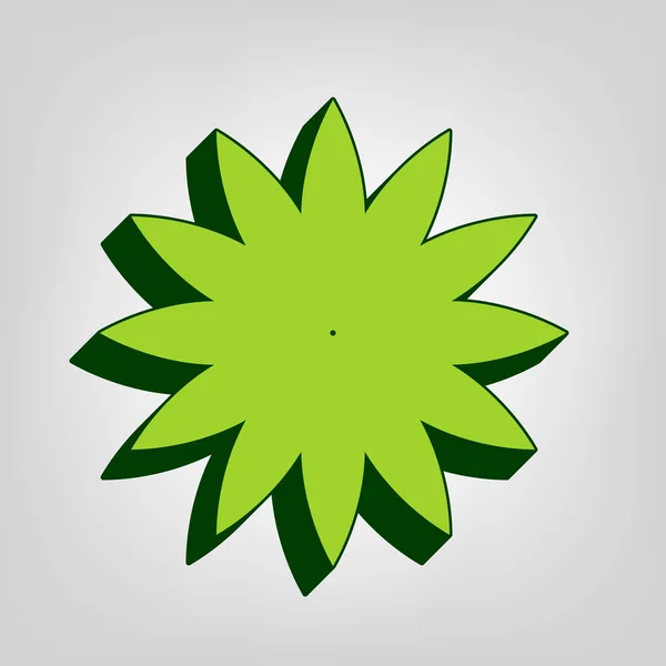 Blumenschild Vektor Gelb Grünes Einheitliches Symbol Mit Dunkelgrünem Externen Körper — Stockvektor