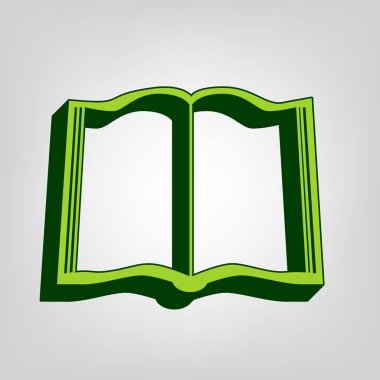 Kitap işareti. Vektör. Açık renkli renkli, koyu yeşil dış gövde ile sarı yeşil katı simgesi.