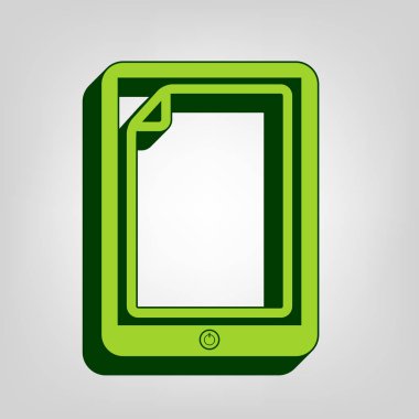 Koruyucu etiket üstünde belgili tanımlık perde. Vektör. Açık renkli renkli, koyu yeşil dış gövde ile sarı yeşil katı simgesi.