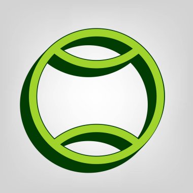 Tenis topu işareti illüstrasyon. Vektör. Açık renkli renkli, koyu yeşil dış gövde ile sarı yeşil katı simgesi.