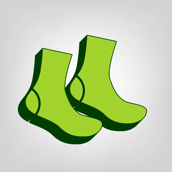 Socks Sign Vector Yellow Green Solid Icon Dark Green External — Stock Vector