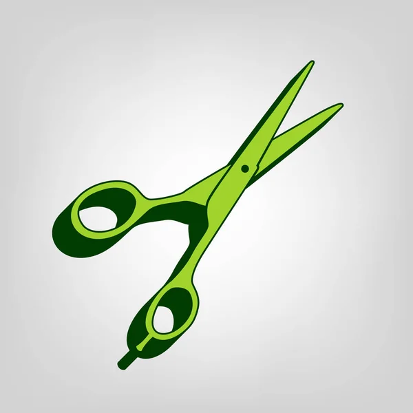 Señal Tijeras Para Cortar Pelo Vector Icono Sólido Verde Amarillo — Vector de stock