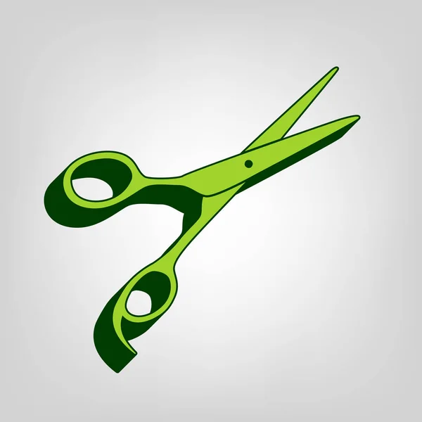 Вывеска Стрижки Ножниц Вектор Желто Зеленая Твердая Икона Темно Зеленым — стоковый вектор