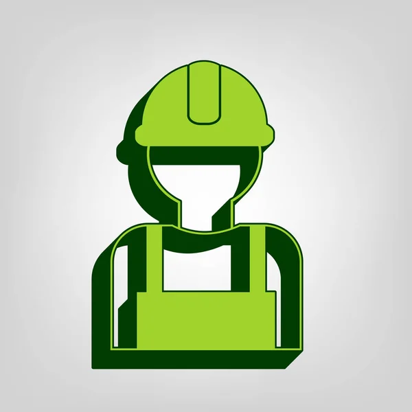 Signo Trabajador Vector Icono Sólido Verde Amarillo Con Cuerpo Externo — Vector de stock