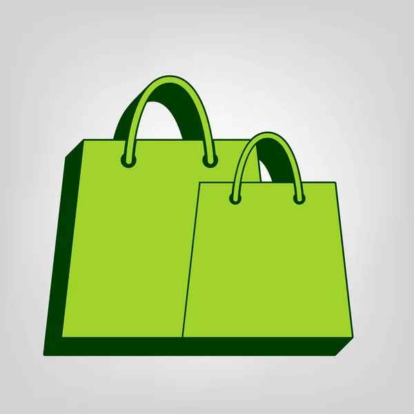 Einkaufstüten Unterschreiben Vektor Gelb Grünes Einheitliches Symbol Mit Dunkelgrünem Externen — Stockvektor