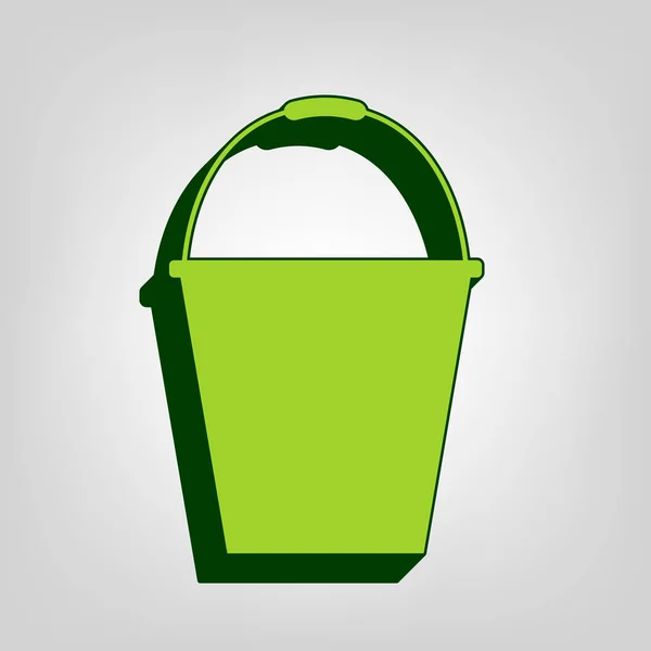 Bucket Sign Garden Vector Yellow Green Solid Icon Dark Green — Stock Vector