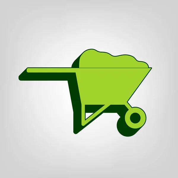 Tuin Kruiwagen Teken Illustratie Vector Geel Groen Solide Pictogram Met — Stockvector