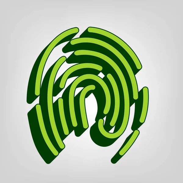 Fingerprint Tecken Illustration Vektor Gul Grön Solid Ikon Med Mörk — Stock vektor