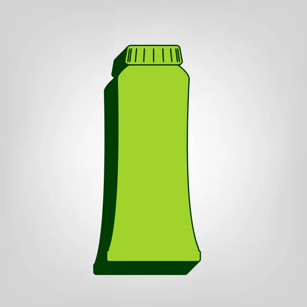 牙膏管符号说明 黄色绿色实体图标与深绿色的外部身体在浅色背景 — 图库矢量图片